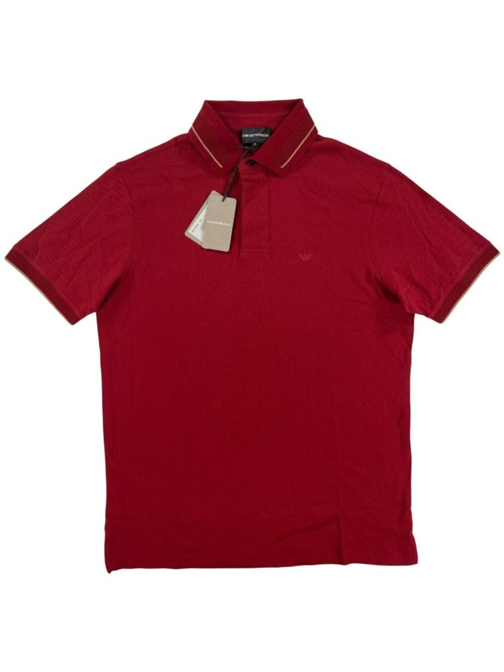 Emporio Armani Merlot Polo Casual Shirt Cotton Ribbed Collar Men's Sz Small NEW